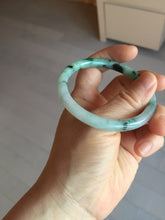 Load image into Gallery viewer, 55mm Certified Type A 100% Natural sunny green light green purple with green floating flowers slim round cut Jadeite bangle PD204-3919
