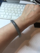Load image into Gallery viewer, 52.8mm certified 100% Natural icy watery light gray black smoky purple(烟紫) nephrite bangle HN119-0101
