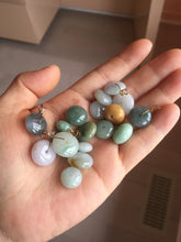 Load image into Gallery viewer, 9.9-15mm Type A 100% Natural light green yellow brown purple Jadeite Safety Guardian Button abacus bead donuts pendant PF73 Add on item
