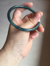 Load image into Gallery viewer, 60.2mm Certified Type A 100% Natural dark green/blue/gray Guatemala slim round cut Jadeite bangle PA146-8841
