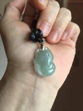 Load image into Gallery viewer, 100% natural type A icy watery black/white/clear(冰乌鸡)/light green(冰绿乌鸡) jadeite fox pendant necklace AA123
