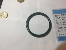 Load image into Gallery viewer, 56.5mm Certified Type A 100% Natural dark green/blue/gray Guatemala slim round cut Jadeite bangle PE51-7057

