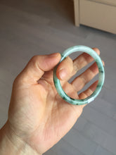Load image into Gallery viewer, 55mm Certified Type A 100% Natural sunny green light green purple with green floating flowers slim round cut Jadeite bangle PD204-3919
