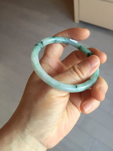Load image into Gallery viewer, 55mm Certified Type A 100% Natural sunny green light green purple with green floating flowers slim round cut Jadeite bangle PD204-3919
