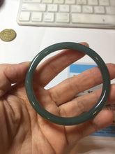 Load image into Gallery viewer, 56.5mm Certified Type A 100% Natural dark green/blue/gray Guatemala slim round cut Jadeite bangle PE51-7057
