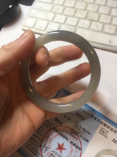 Load image into Gallery viewer, 52.8mm certified 100% Natural icy watery light gray black smoky purple(烟紫) nephrite bangle HN119-0101
