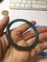 Load image into Gallery viewer, 56.5mm Certified Type A 100% Natural dark green/blue/gray Guatemala slim round cut Jadeite bangle PE51-7057
