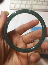 Load image into Gallery viewer, 56.5mm Certified Type A 100% Natural dark green/blue/gray Guatemala slim round cut Jadeite bangle PE51-7057
