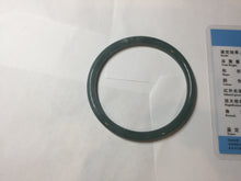 Load image into Gallery viewer, 60mm Certified Type A 100% Natural dark green/blue/gray with Guatemala slim round cut Jadeite bangle PE52-7052
