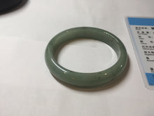 Load image into Gallery viewer, 52.5mm Certified Type A 100% Natural Oily Dark Green Gray Black(油青) Oval Jadeite Jade Bangle PE105-7129
