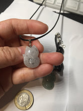 Load image into Gallery viewer, 100% natural type A icy watery black/white/clear(冰乌鸡)/light green(冰绿乌鸡) jadeite fox pendant necklace AA123
