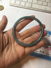 Load image into Gallery viewer, 60mm Certified Type A 100% Natural dark green/blue/gray with Guatemala slim round cut Jadeite bangle PE52-7052
