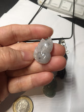 Load image into Gallery viewer, 100% natural type A icy watery black/white/clear(冰乌鸡)/light green(冰绿乌鸡) jadeite fox pendant necklace AA123
