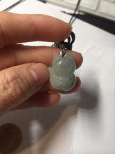 Load image into Gallery viewer, 100% natural type A icy watery black/white/clear(冰乌鸡)/light green(冰绿乌鸡) jadeite fox pendant necklace AA123
