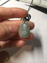 Load image into Gallery viewer, 100% natural type A icy watery black/white/clear(冰乌鸡)/light green(冰绿乌鸡) jadeite fox pendant necklace AA123
