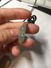 Load image into Gallery viewer, 100% natural type A icy watery black/white/clear(冰乌鸡)/light green(冰绿乌鸡) jadeite fox pendant necklace AA123
