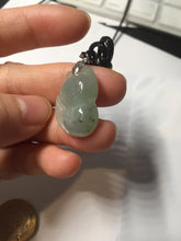 Load image into Gallery viewer, 100% natural type A icy watery black/white/clear(冰乌鸡)/light green(冰绿乌鸡) jadeite fox pendant necklace AA123

