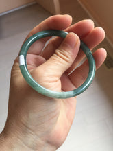 Load image into Gallery viewer, 54.9mm Certified Type A 100% Natural dark green/blue/gray with Guatemala slim round cut Jadeite bangle PJ92-3448
