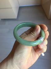 Load image into Gallery viewer, 51.5mm Certified Type A 100% Natural Oily Dark Green Gray Black(油青) Oval Jadeite Jade Bangle PE101-7127

