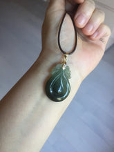 Load image into Gallery viewer, 100% Natural type A dark green/gray/black(油青) Jadeite Jade seashell (福贝)  pendant group BP187
