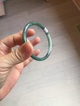 Load image into Gallery viewer, 54.9mm Certified Type A 100% Natural dark green/blue/gray with Guatemala slim round cut Jadeite bangle PJ92-3448
