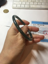 Load image into Gallery viewer, 61mm Certified Type A 100% Natural dark green/blue/gray with Guatemala slim round cut Jadeite bangle PE53-7041
