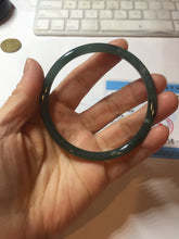 Load image into Gallery viewer, 61mm Certified Type A 100% Natural dark green/blue/gray with Guatemala slim round cut Jadeite bangle PE53-7041
