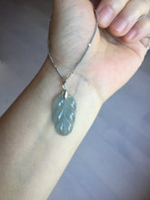 Load image into Gallery viewer, 100% natural type A icy watery light green blue gray Guatemala jadeite leaf pendant PD5
