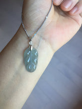 Load image into Gallery viewer, 100% natural type A icy watery light green blue gray Guatemala jadeite leaf pendant PD5

