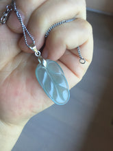 Load image into Gallery viewer, 100% natural type A icy watery light green blue gray Guatemala jadeite leaf pendant PD5

