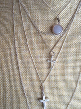 Load image into Gallery viewer, Layered silve-tone cross with 100% natural Type A white light purple gray Jadeite Pendant  Necklace PF72
