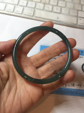 Load image into Gallery viewer, 61mm Certified Type A 100% Natural dark green/blue/gray with Guatemala slim round cut Jadeite bangle PE53-7041
