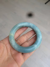 Load image into Gallery viewer, 52.8mm 100% natural blue/white Quartzite (Shetaicui jade) Blue sky and white clouds chubby round cut bangle SY27

