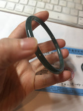 Load image into Gallery viewer, 61mm Certified Type A 100% Natural dark green/blue/gray with Guatemala slim round cut Jadeite bangle PE53-7041
