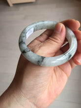 Load image into Gallery viewer, 51.5mm certificated Type A 100% Natural icy watery light green/white with dark green floating flowers chinese ink painting oval Jadeite Jade bangle PB125-7411
