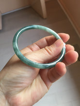 Load image into Gallery viewer, 57.6mm Certified Type A 100% Natural dark green/blue/gray with Guatemala slim round cut Jadeite bangle PJ91-3451
