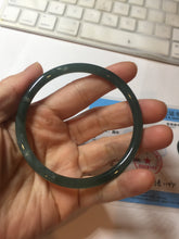 Load image into Gallery viewer, 61mm Certified Type A 100% Natural dark green/blue/gray with Guatemala slim round cut Jadeite bangle PE53-7041

