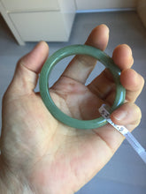 Load image into Gallery viewer, 49mm Certified Type A 100% Natural Oily Dark Green Gray Black(油青) Oval Jadeite Jade Bangle PE102-7125
