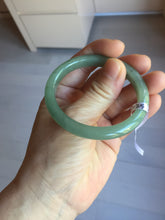 Load image into Gallery viewer, 49mm Certified Type A 100% Natural Oily Dark Green Gray Black(油青) Oval Jadeite Jade Bangle PE102-7125
