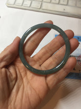 Load image into Gallery viewer, 55.4mm Certified Type A 100% Natural dark green/blue/gray with Guatemala slim round cut Jadeite bangle PE54-7045
