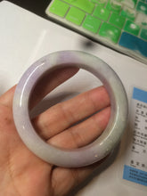 Load image into Gallery viewer, 53mm Certified 100% natural Type A olive green/white/purple jadeite jade bangle AZ2-0466
