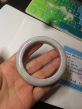 Load image into Gallery viewer, 53mm Certified 100% natural Type A olive green/white/purple jadeite jade bangle AZ2-0466
