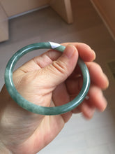 Load image into Gallery viewer, 57.6mm Certified Type A 100% Natural dark green/blue/gray with Guatemala slim round cut Jadeite bangle PJ91-3451
