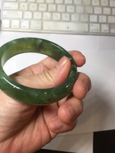 Load image into Gallery viewer, 54mm 100% Natural icy watery blue/black/gray Xiu Jade Serpentine bangle XY126
