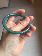 Load image into Gallery viewer, 56.7mm Certified Type A 100% Natura dark blue/green/gray/black Guatemala slim round cut Jadeite bangle AZ170-2448

