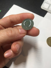 Load image into Gallery viewer, 18.4mm Type A 100% Natural oily dark green/gray Jadeite Jade Safety Guardian Button donuts Pendant PC110
