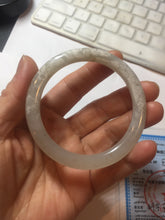 Load image into Gallery viewer, AllaboutjadeCanada.com only 52.2mm certified 100% Natural icy watery light beige pale pink(藕粉) gray white nephrite bangle HN121-0066
