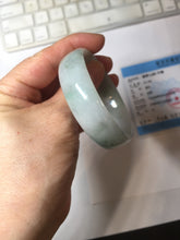 Load image into Gallery viewer, 53.1mm Certified Type A 100% Natural light green white with green floating flowers thin jadeite Jade bangle BS164-1595
