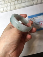 Load image into Gallery viewer, 53.1mm Certified Type A 100% Natural light green white with green floating flowers thin jadeite Jade bangle BS164-1595

