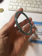 Load image into Gallery viewer, 58mm Certified Type A 100% Natural dark green/blue/gray with Guatemala slim round cut Jadeite bangle PE55-7024
